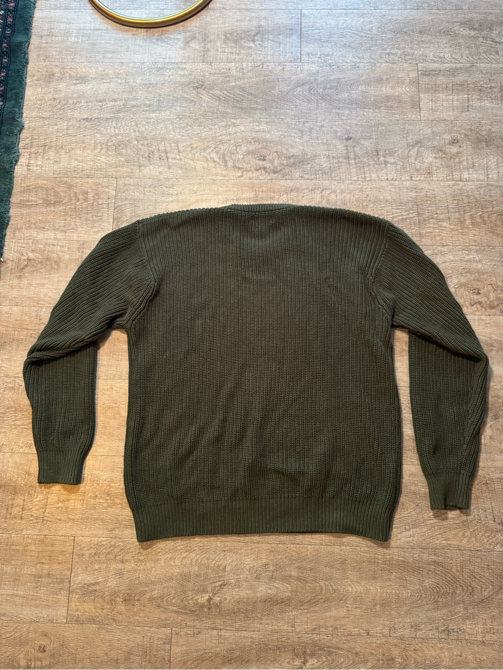 Lands' End Men's Crewneck Sweater in Olive - Picture 3 of 4
